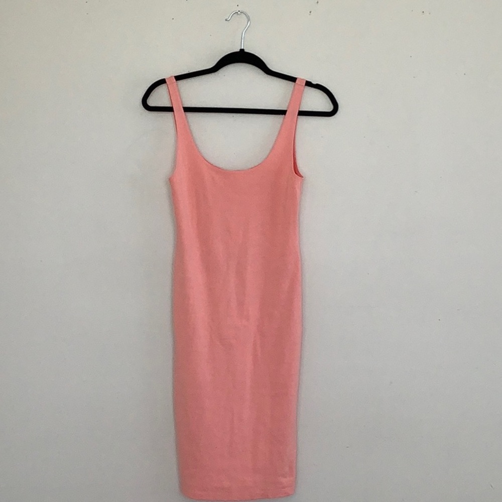 Peach midi fitted dress